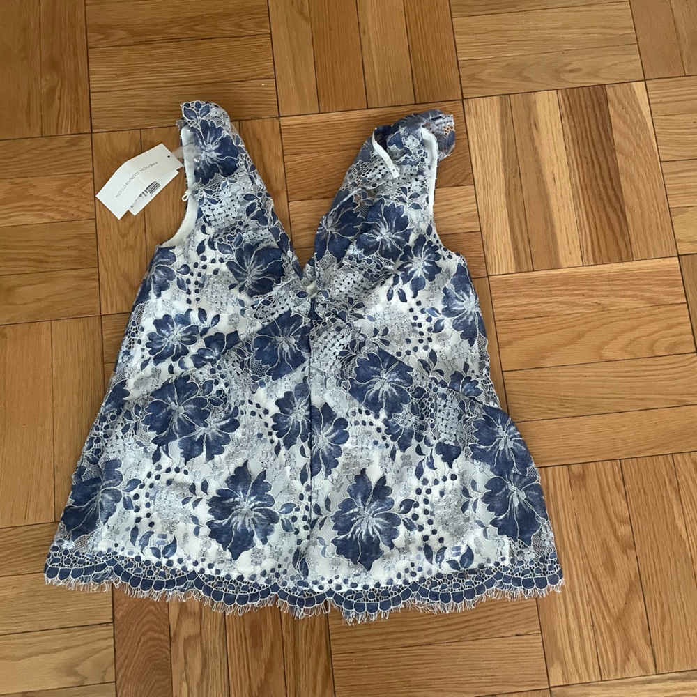 French Connection NWT Blue Embroidery Lace Top Size XS